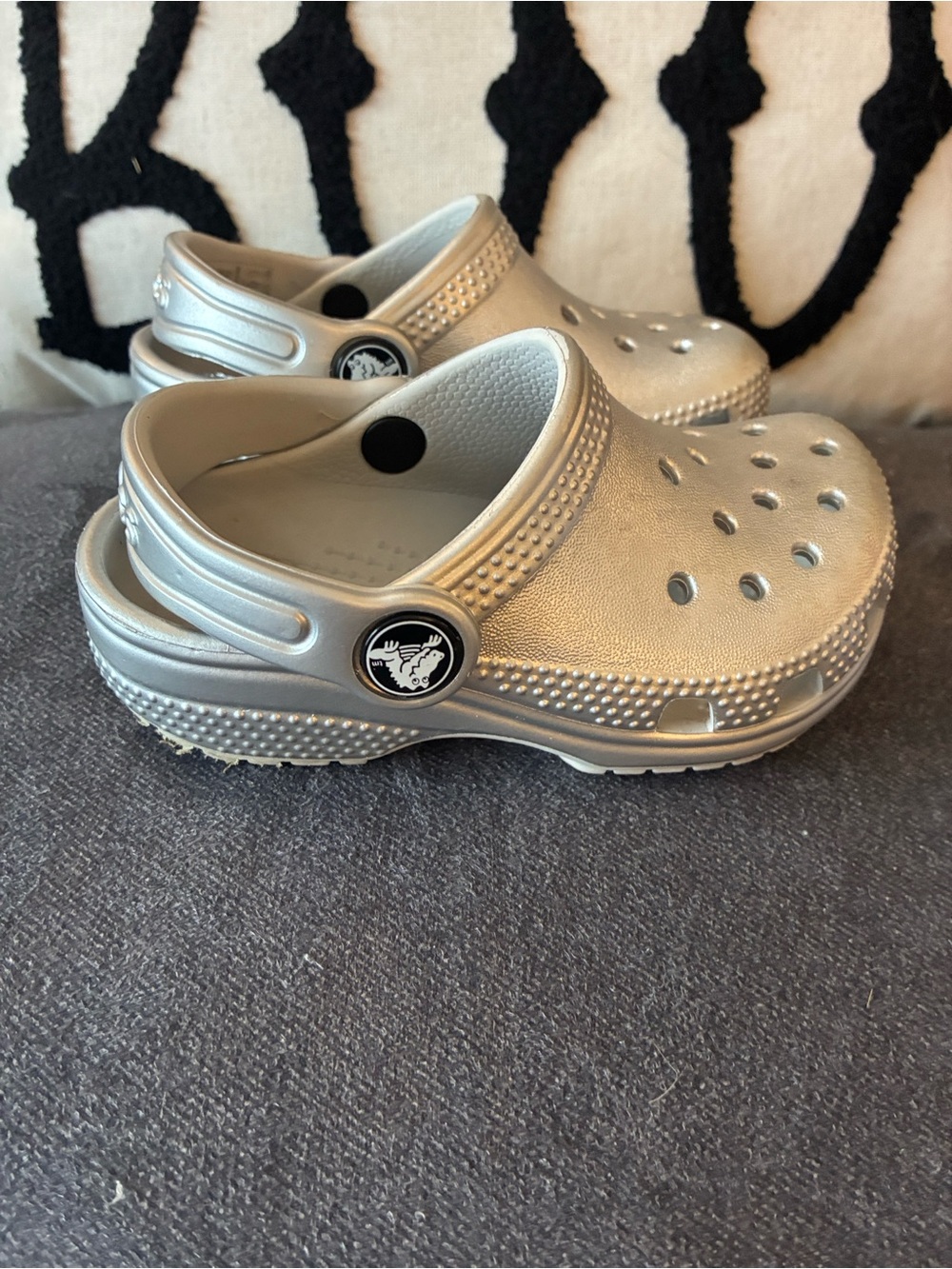 CROCS Kids Metallic Silver Classic Clog Sandals